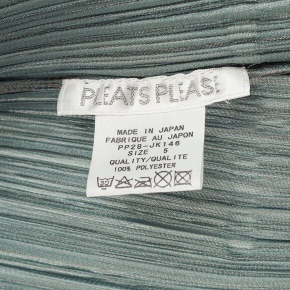 Pleats Please Issey Miyake Sage Green Grey Open-Front Cardigan - Picture 6 of 7